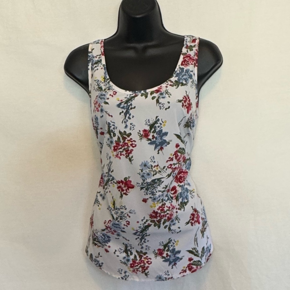 D-176 Time and True Colorful Floral Sleeveless‎ Pullover Tank Top Size M